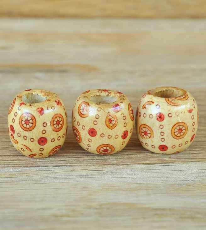 Wooden Beads x 3 - Wheel